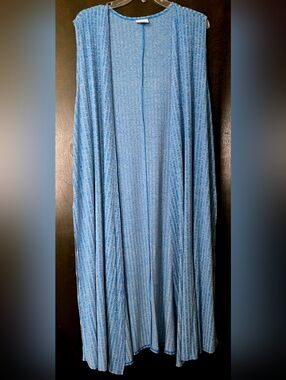 LuLaRoe Sky Blue Textured Maxi Sleeveless Duster Size XL Oversized
